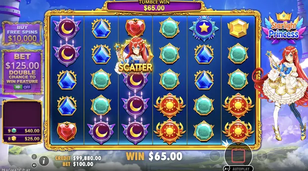 Pantalla de Starlight Princess con el botón de información del juego